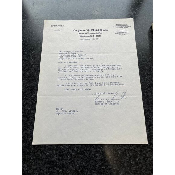 Vtg Henry P. Smith III Typed Letter Signed 09/20/1968 & Outdoors USA The Book - Picture 3 of 7